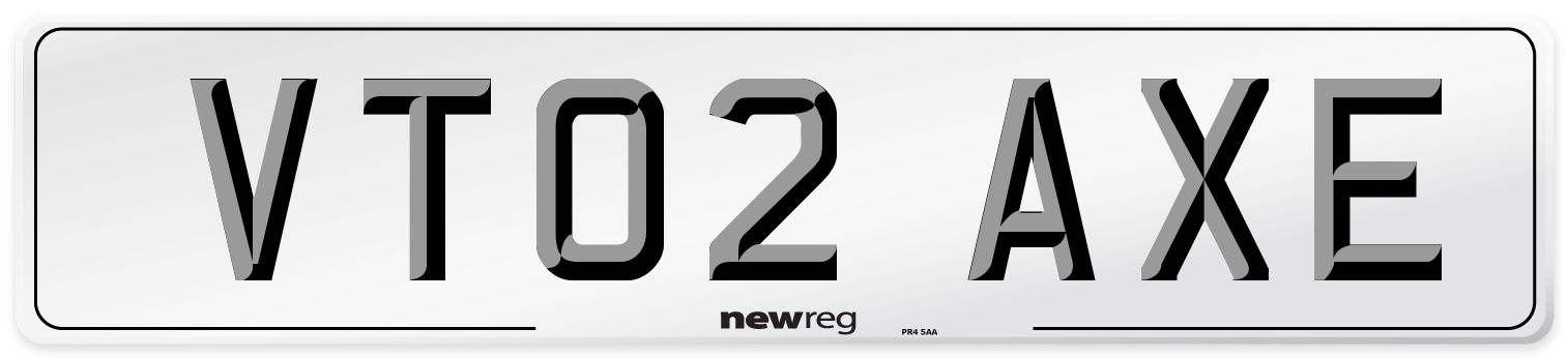 VT02 AXE Number Plate from New Reg